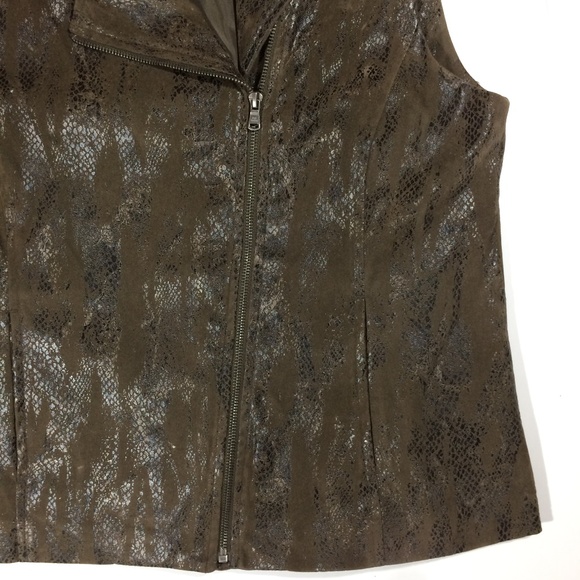 2000s Vintage Erin London Snake Skin Zip Vest Size Large Pockets - Picture 4 of 8